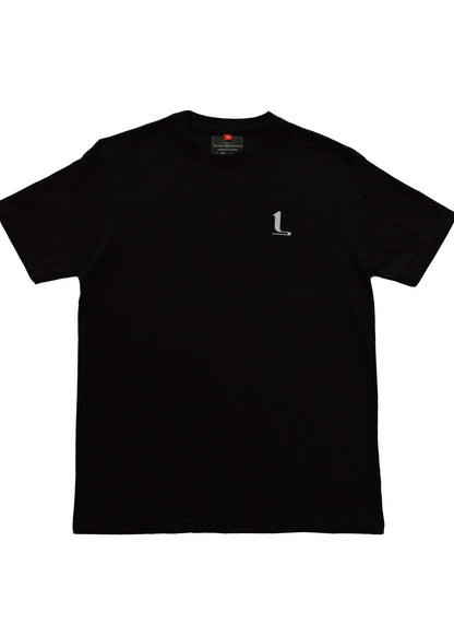 T-shirt noir à col en R unisexe